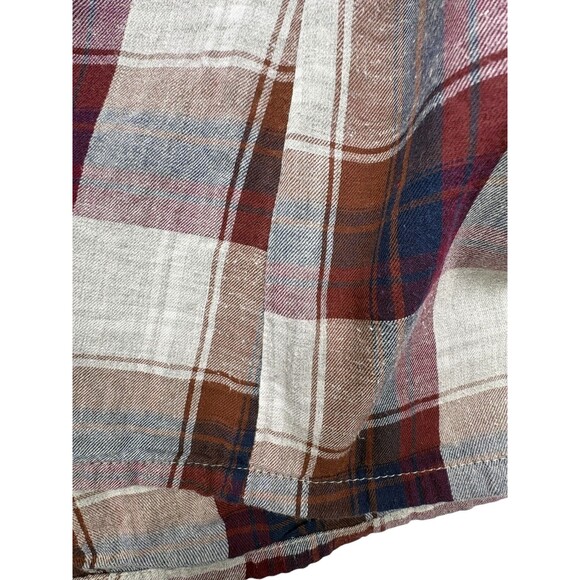 Capsule Plus Ruffle Plaid Blouse Burgundy Navy Cottagecore Prairie Chic 24 - Picture 6 of 14